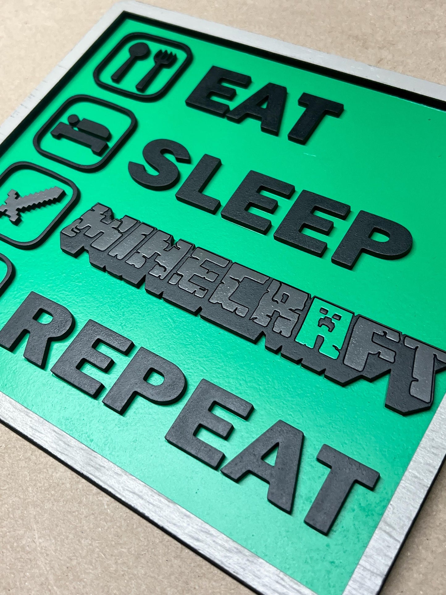 Eat, Sleep, Minecraft, Repeat Sign