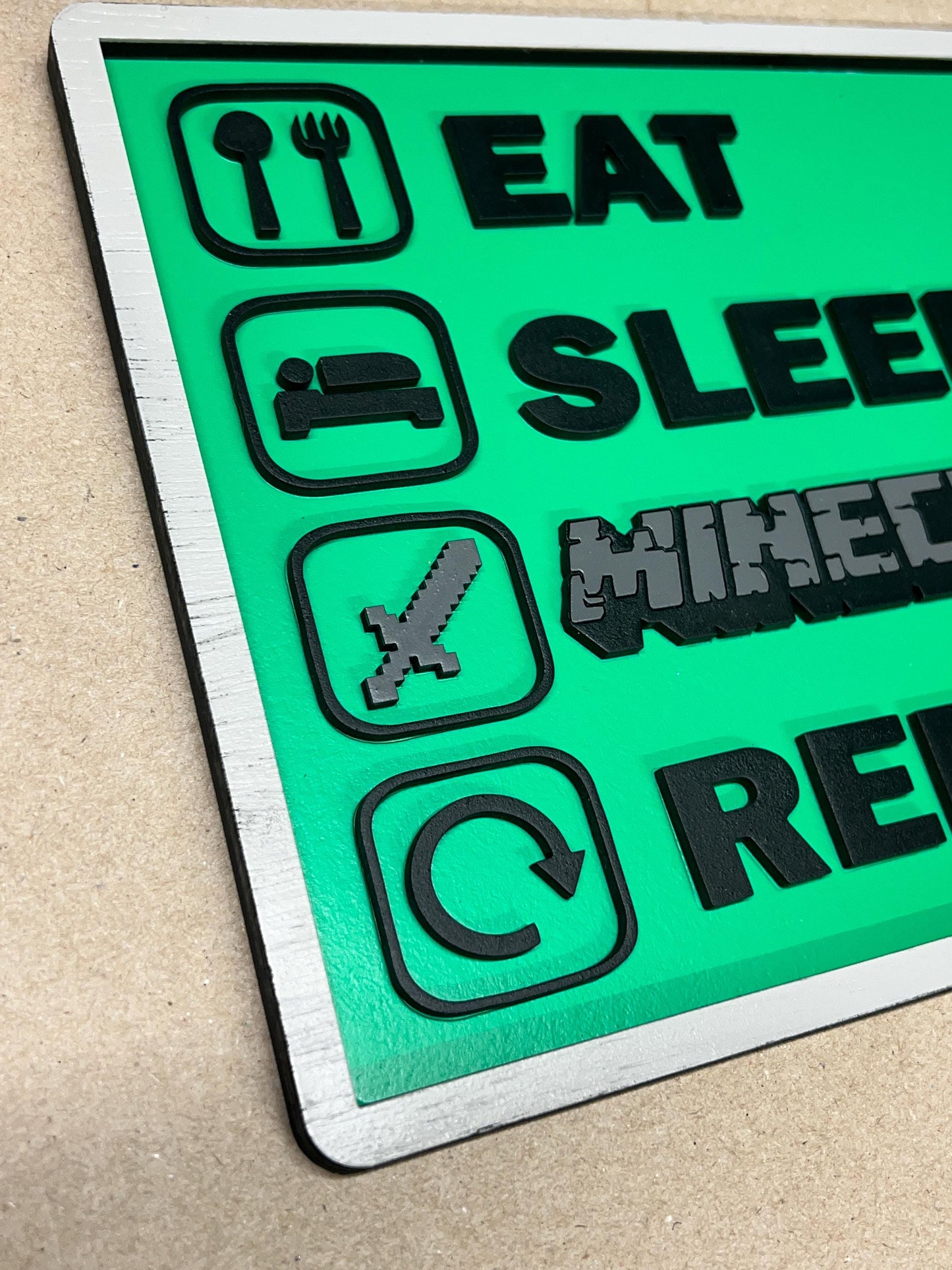 Eat, Sleep, Minecraft, Repeat Sign